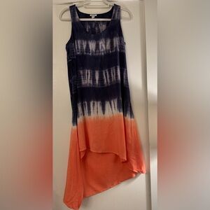 Splendid Navy and Coral Tie-Dye sleeveless Tank Style Maxi Dress Size XS